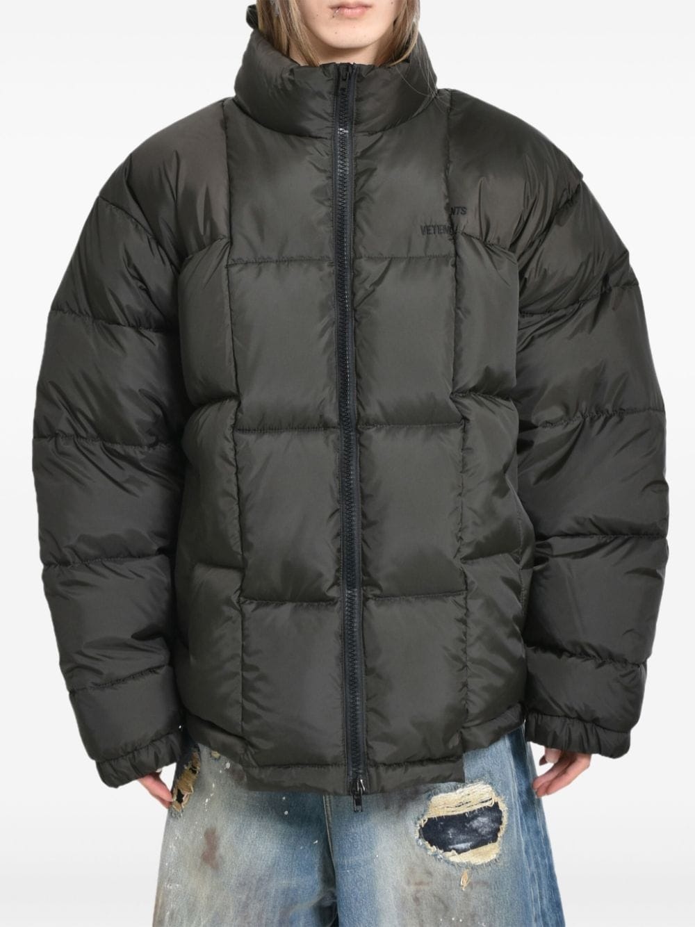 logo-embroidered padded jacket - 3