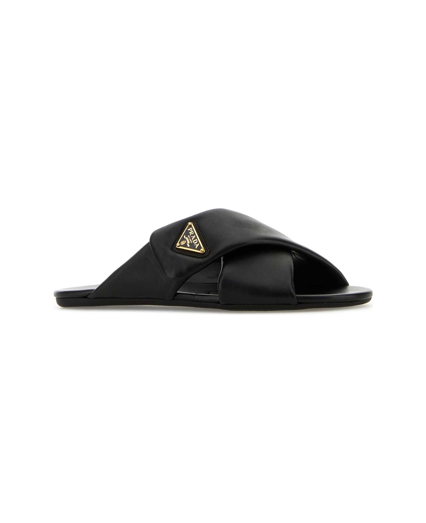 Black Nappa Leather Slippers - 2