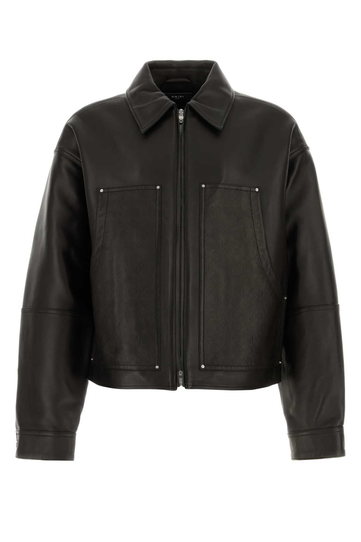 Amiri Men Black Leather Jacket - 1