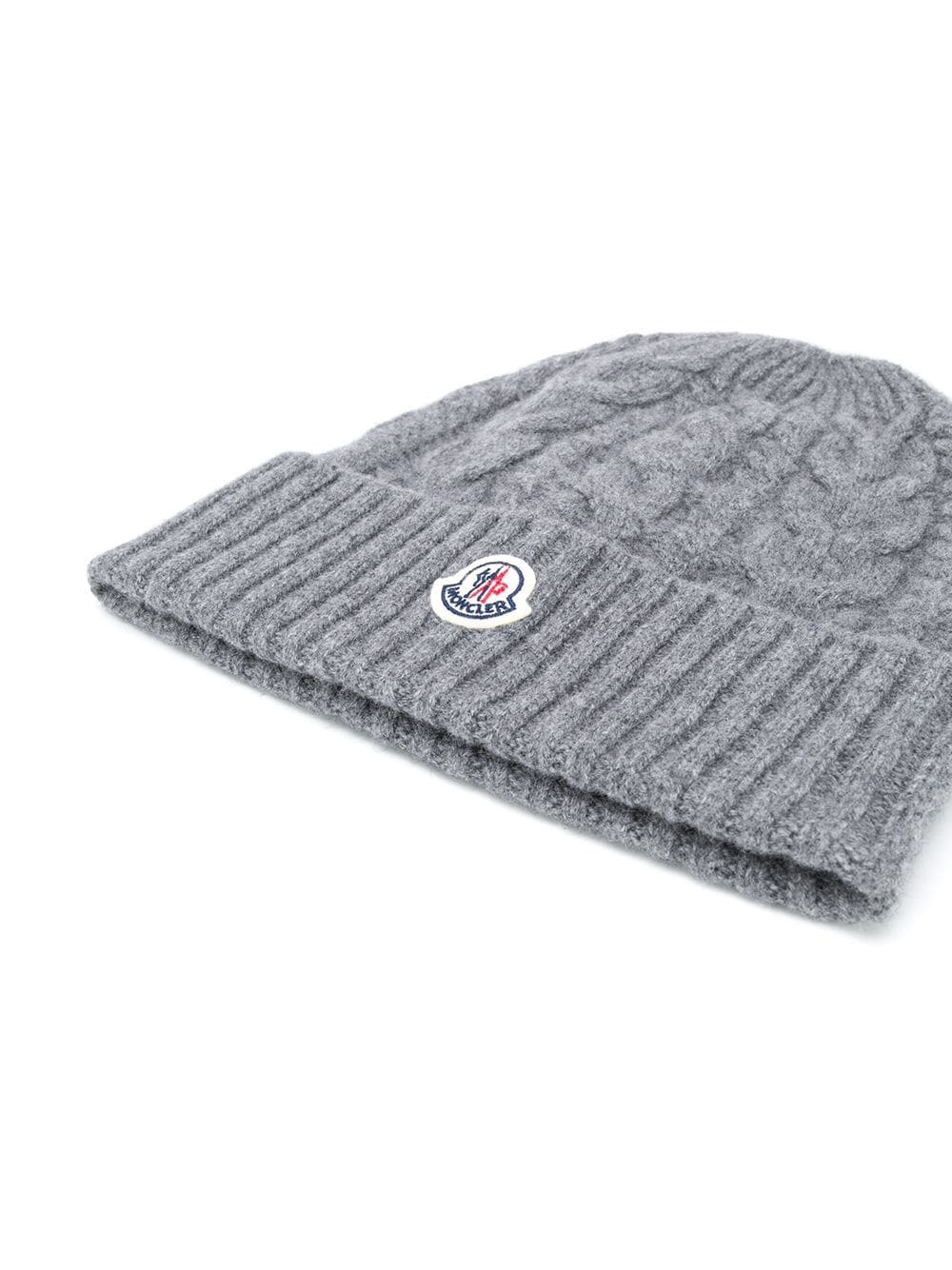 cable knit logo beanie - 2