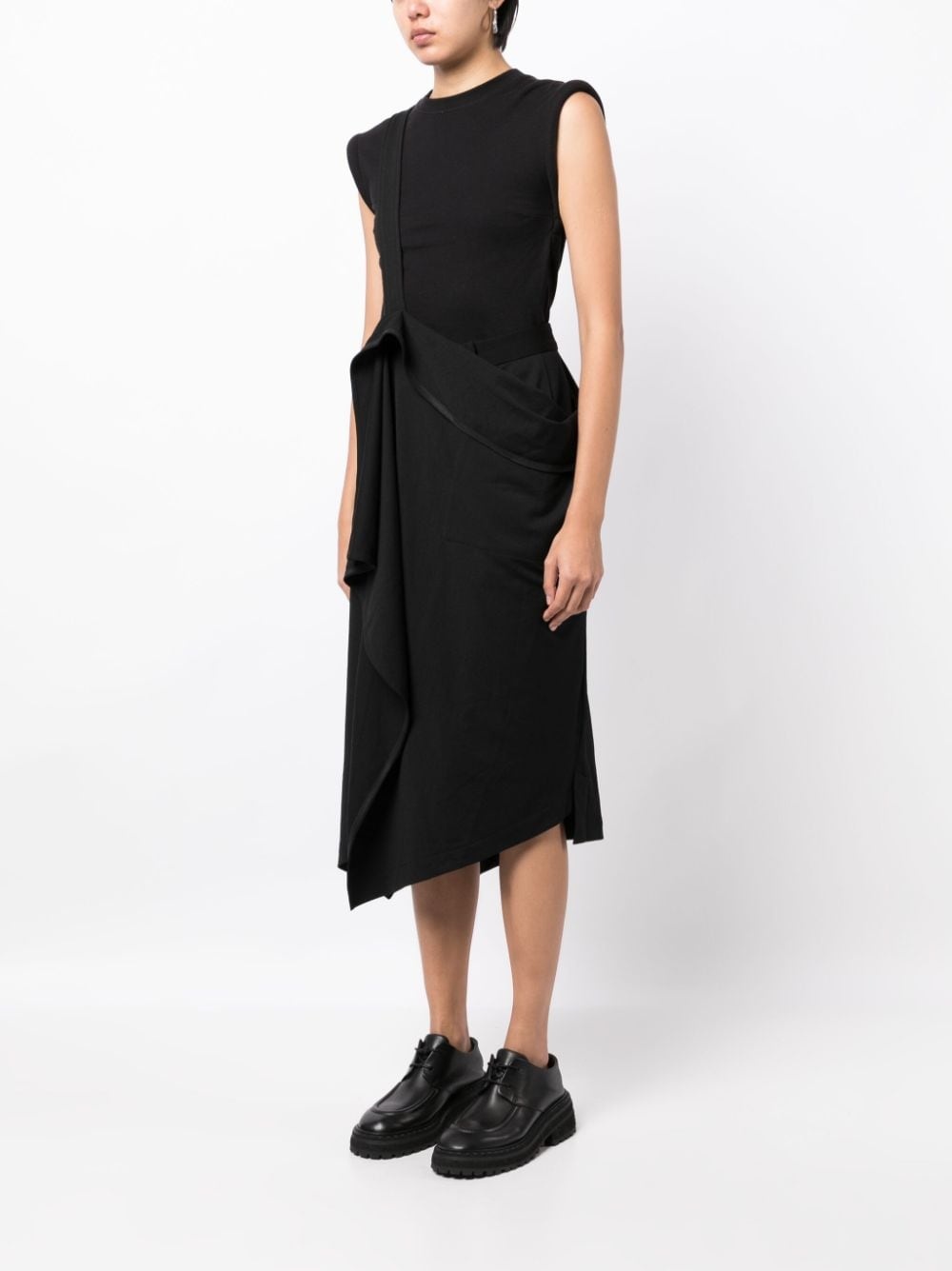 adjustable shoulder-strap draped skirt - 3