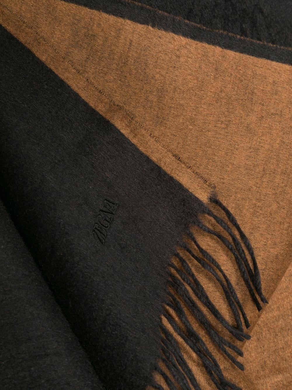 two-tone fringed-edge scarf - 3