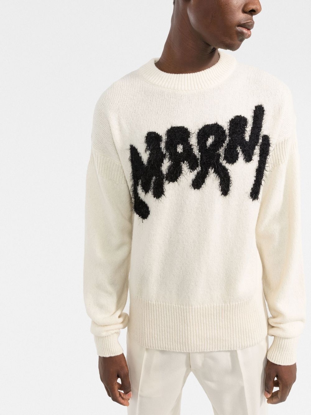 brushed-logo crew-neck jumper - 3