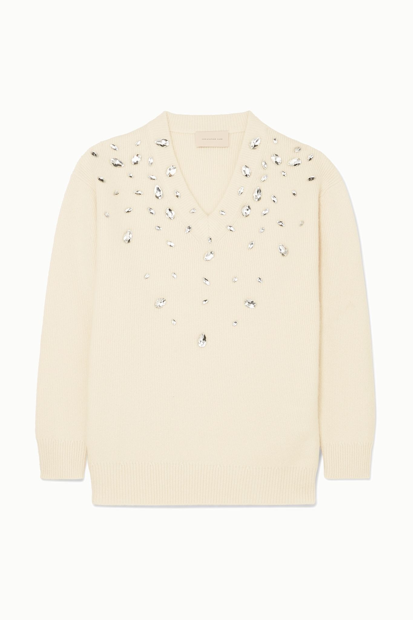 Oversized crystal-embellished cashmere and silk-blend sweater - 1