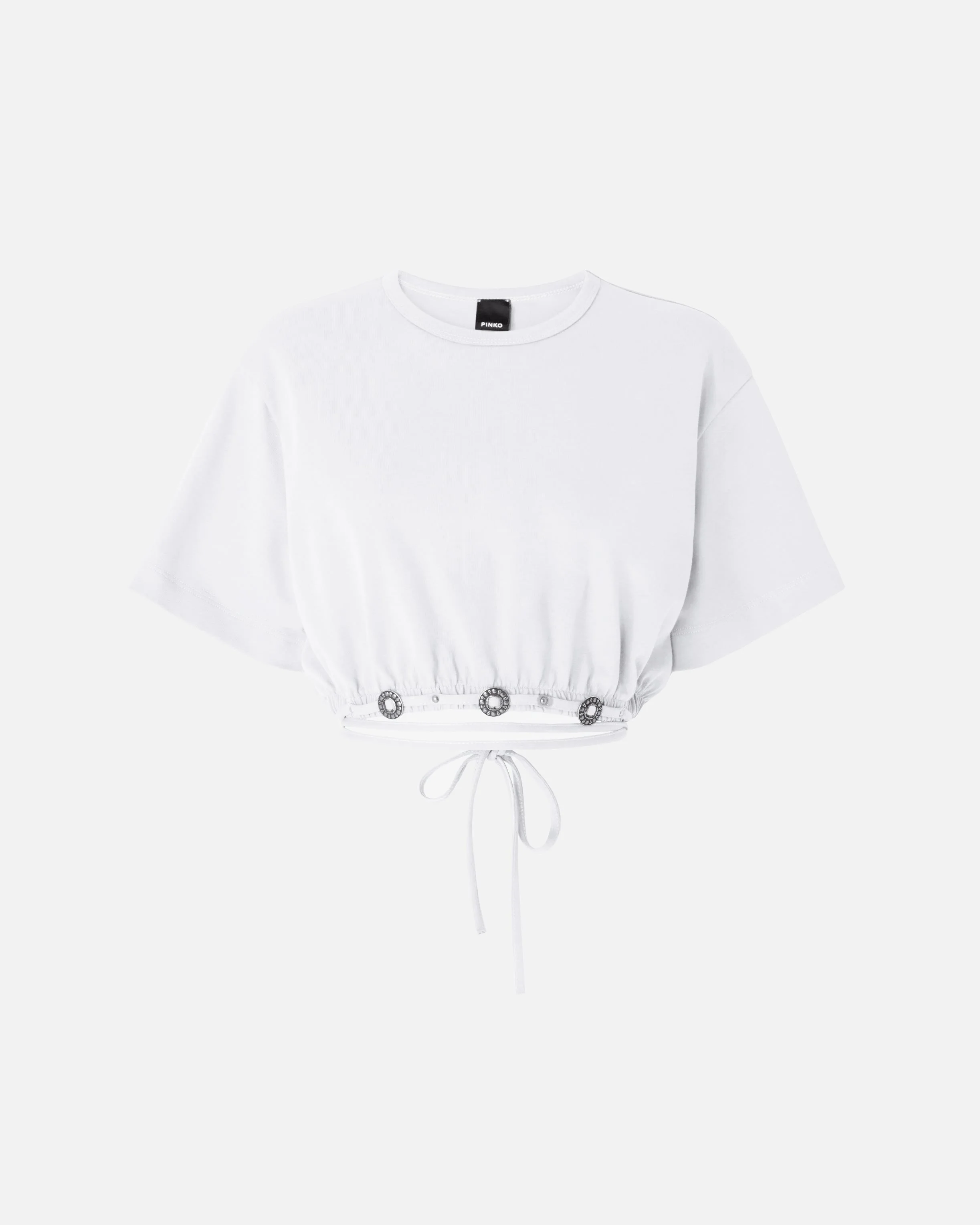 CROPPED T-SHIRT WITH LACE AND TEXAN DETAILS - 1