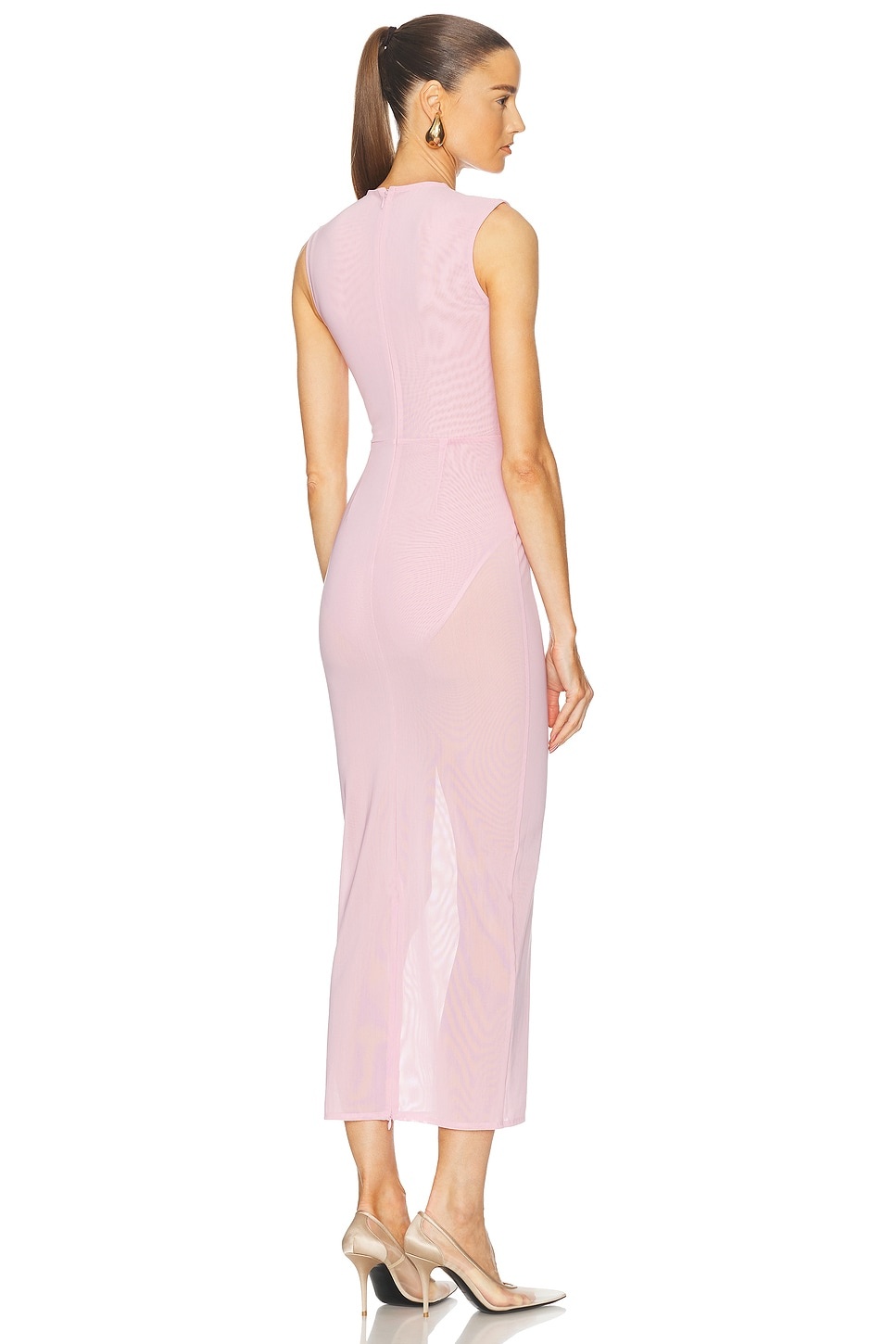 Sleeveless Power Mesh Midi Dress - 3
