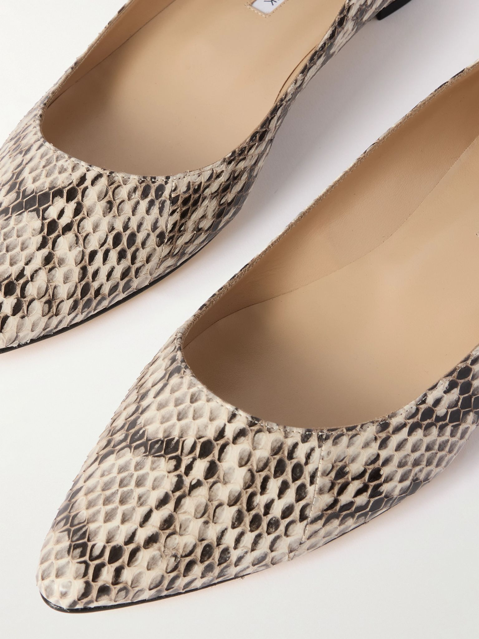 BB 10 snake-effect leather point-toe flats Snake print - 4