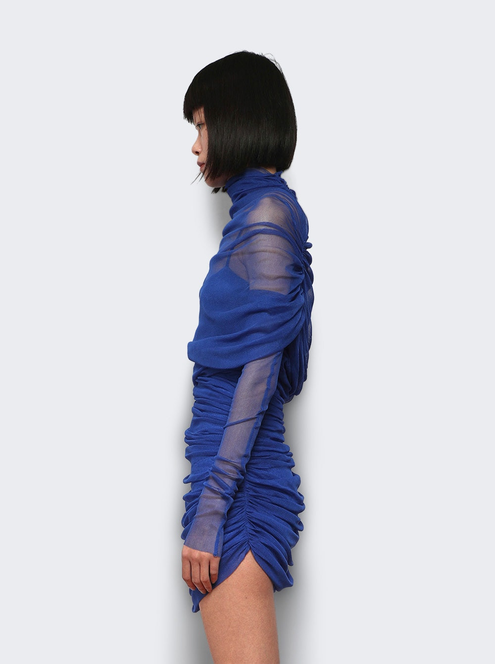 Christo Sheer Wrap Mini Dress Yves Blue - 3