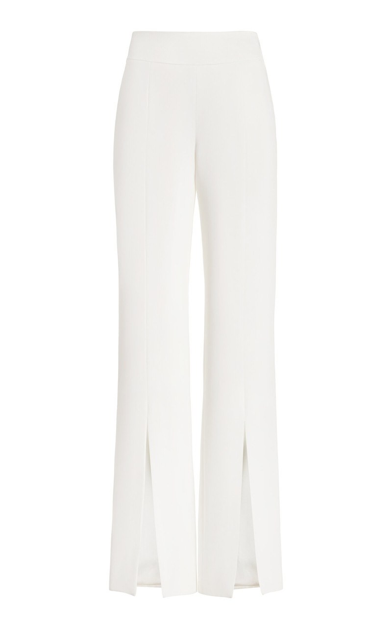 High-Rise Crepe Straight-Leg Pants white 1