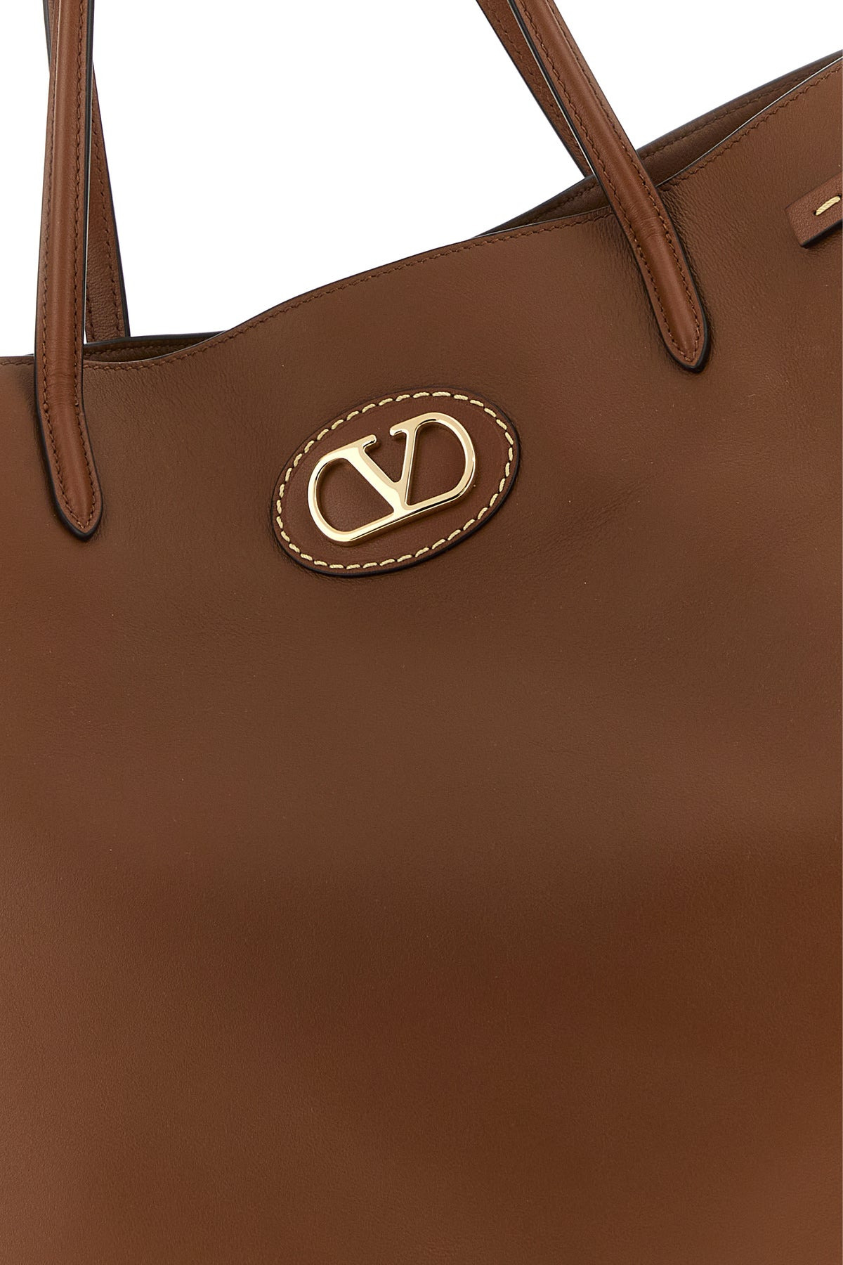 Brown leather larghe Antibes shopping bag - 4