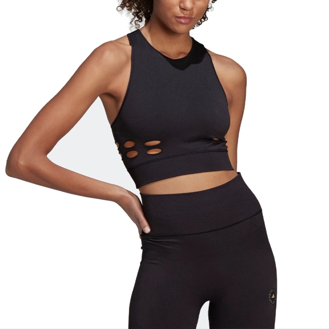 (WMNS) adidas by Stella McCartney TruePurpose Seamless Crop Top 'Black' HB6068 - 3
