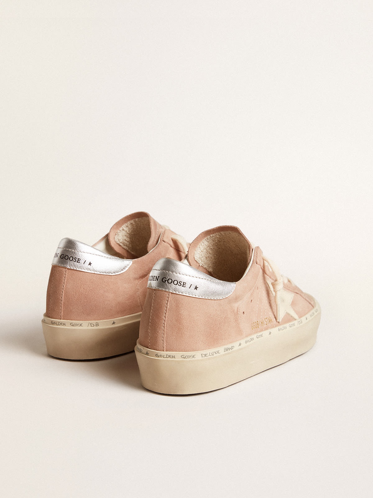 Hi Star in pink suede with cream star and silver leather heel tab - 4