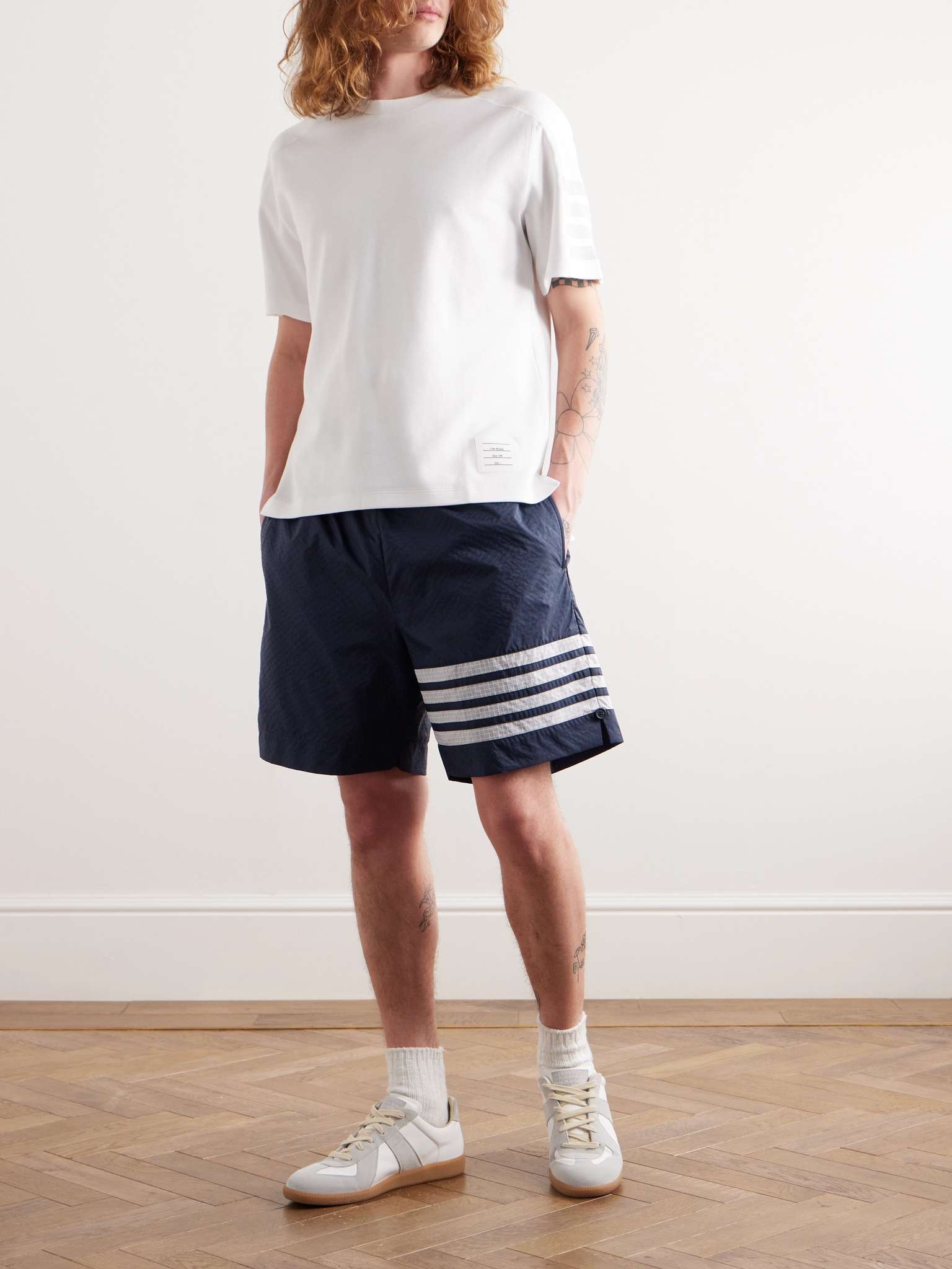 Straight-Leg Striped Cotton-Jersey and Ripstop Drawstring Shorts - 2