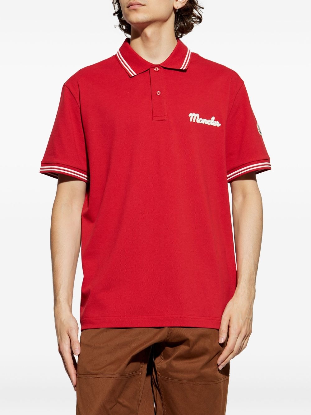 embroidered-logo polo shirt - 3