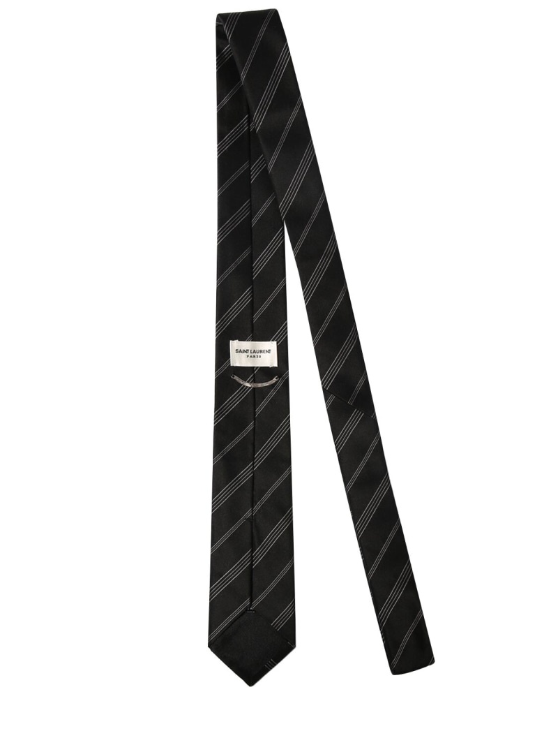 5cm Double striped silk tie - 3