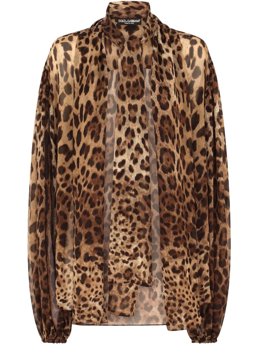 leopard-print silk pussy-bow blouse - 1