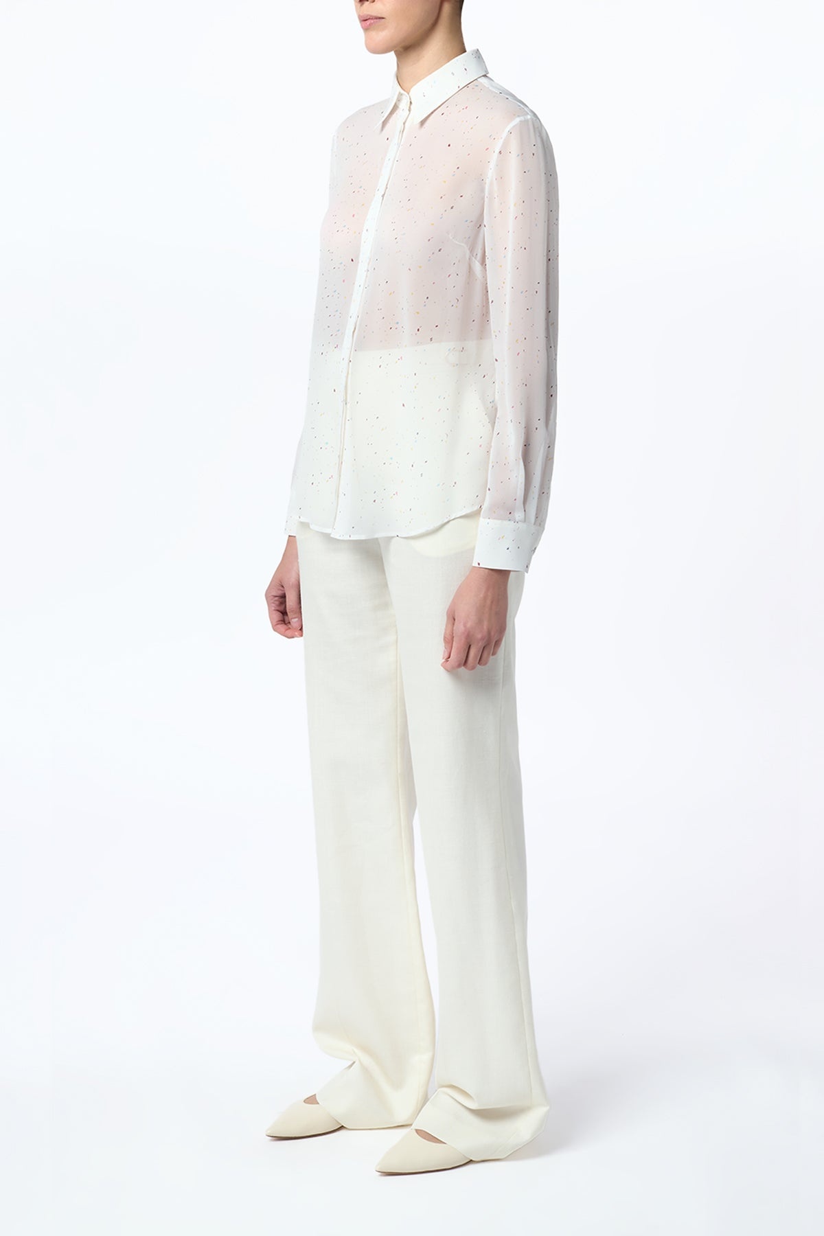 Henri Blouse in Ivory Multi Speckle Silk Georgette - 3