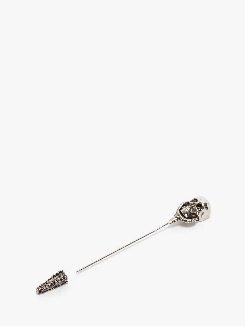 Men's Victorian Skull Pin in Antique Silver - 3