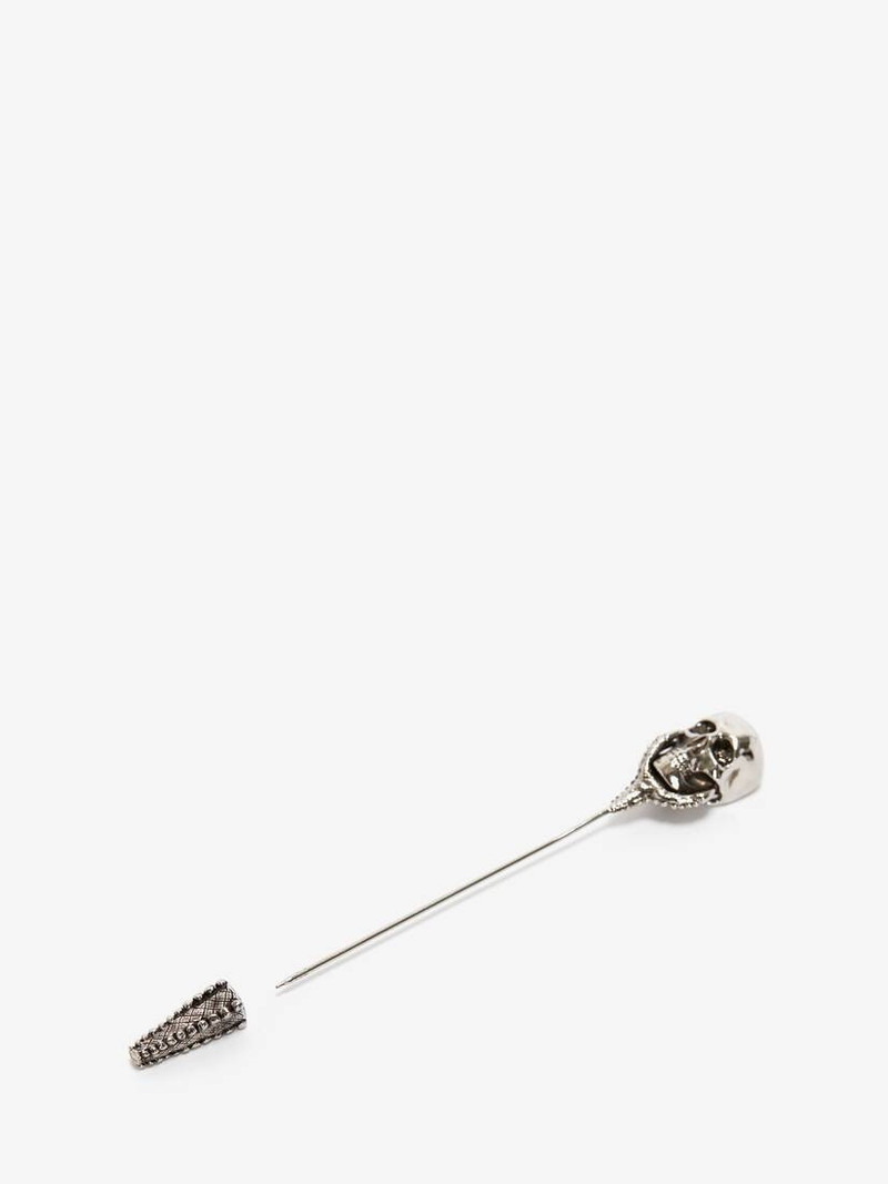 Men's Victorian Skull Pin in Antique Silver 3