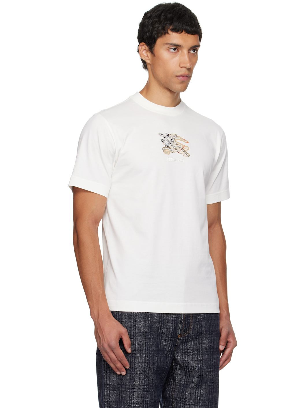 White EKD Check Cotton T-shirt - 2