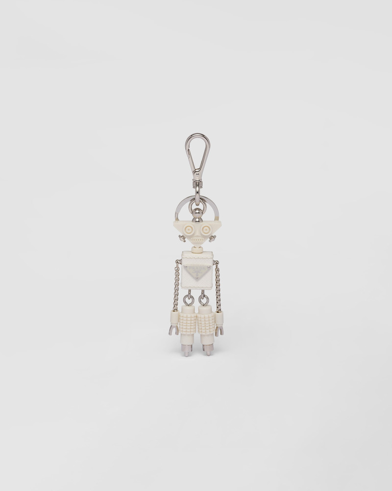 Saffiano leather robot trick keychain 1