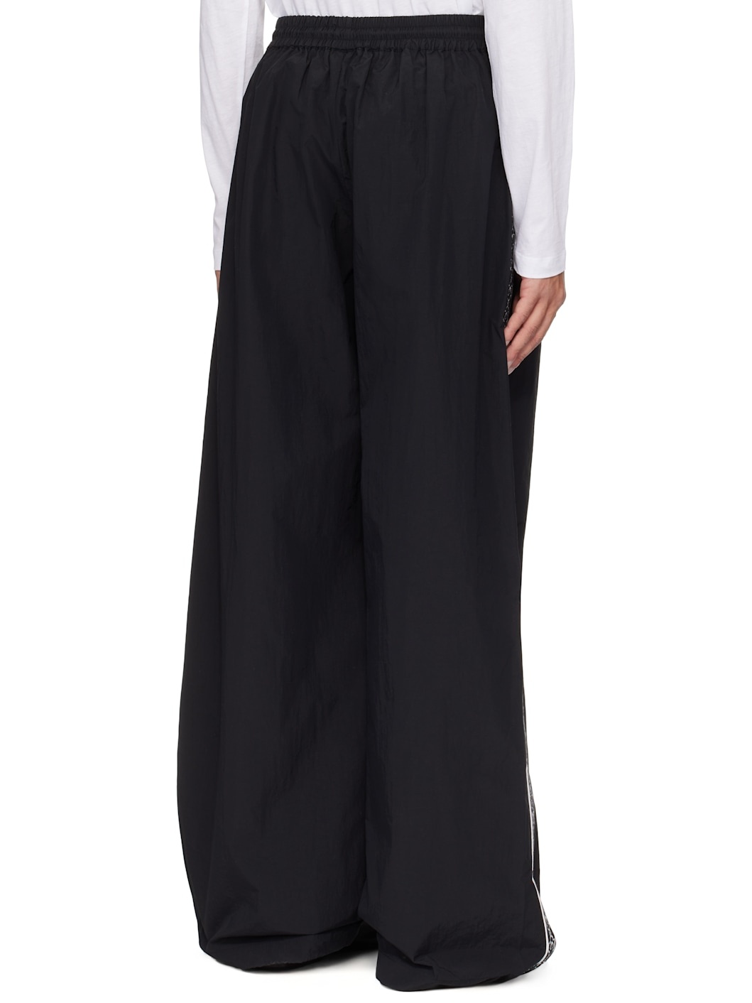 Black Recycled Nylon Track Sweatpants - 3