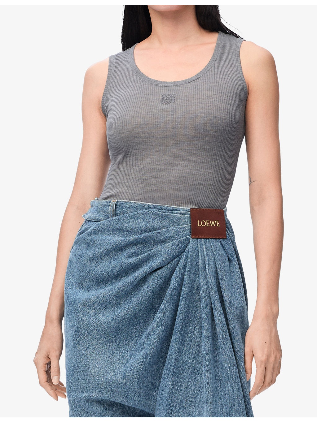 Anagram-Embroidered Scoop-Neck Silk-Blend Top - 3