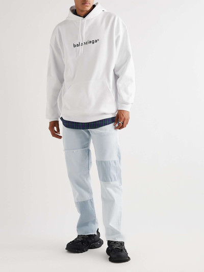 BALENCIAGA Oversized Logo-Print Loopback Cotton-Jersey Hoodie outlook