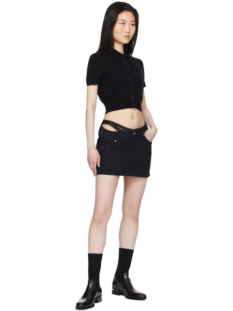 alexanderwang.t Black Logo Embroidered Polo Cardigan outlook
