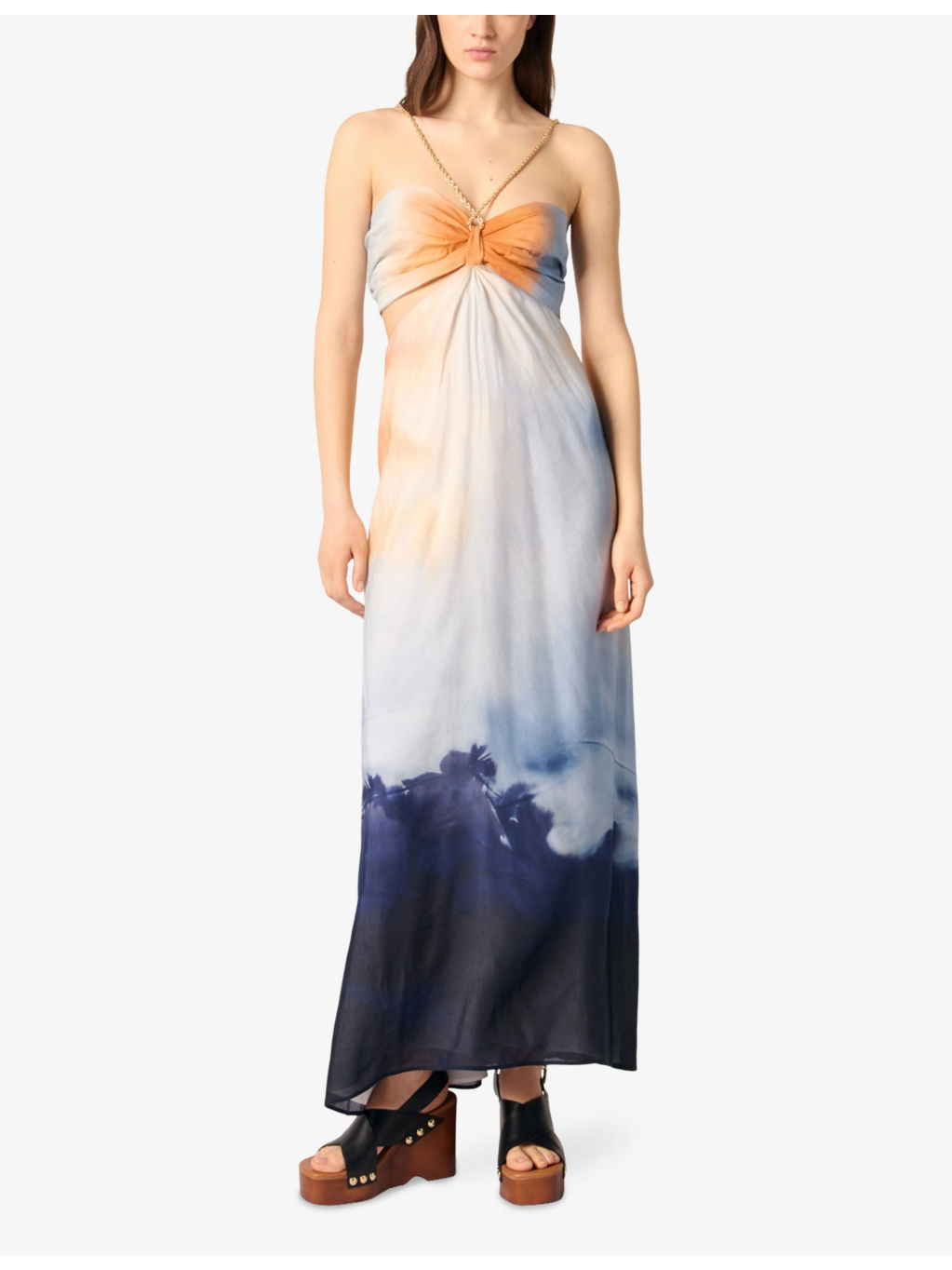 Tie-Dye Halter-Neck Woven Maxi Dress - 2