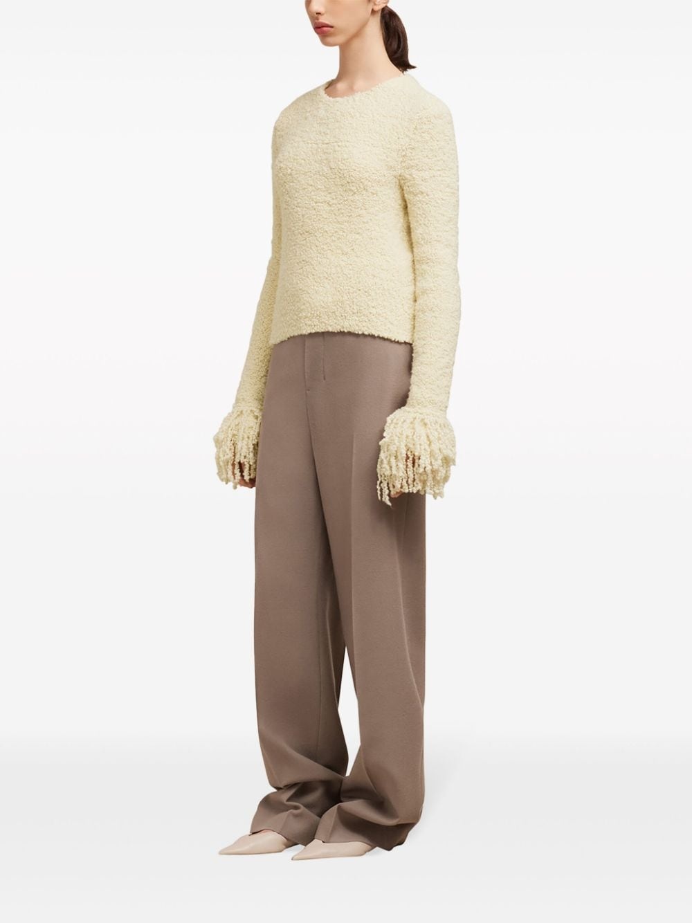 fringed-trim cropped jumper - 3