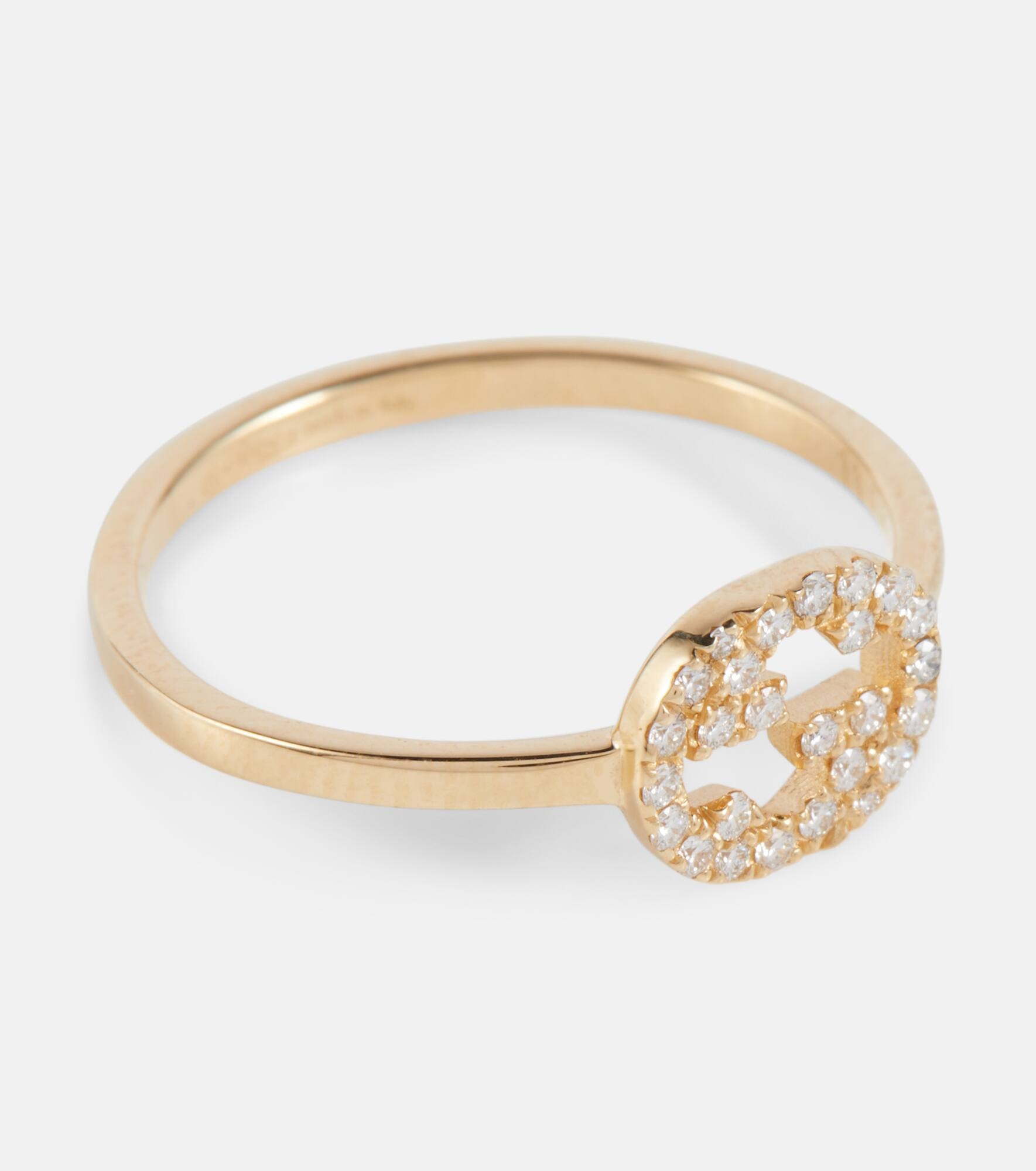 Interlocking G 18kt gold ring with diamonds - 3