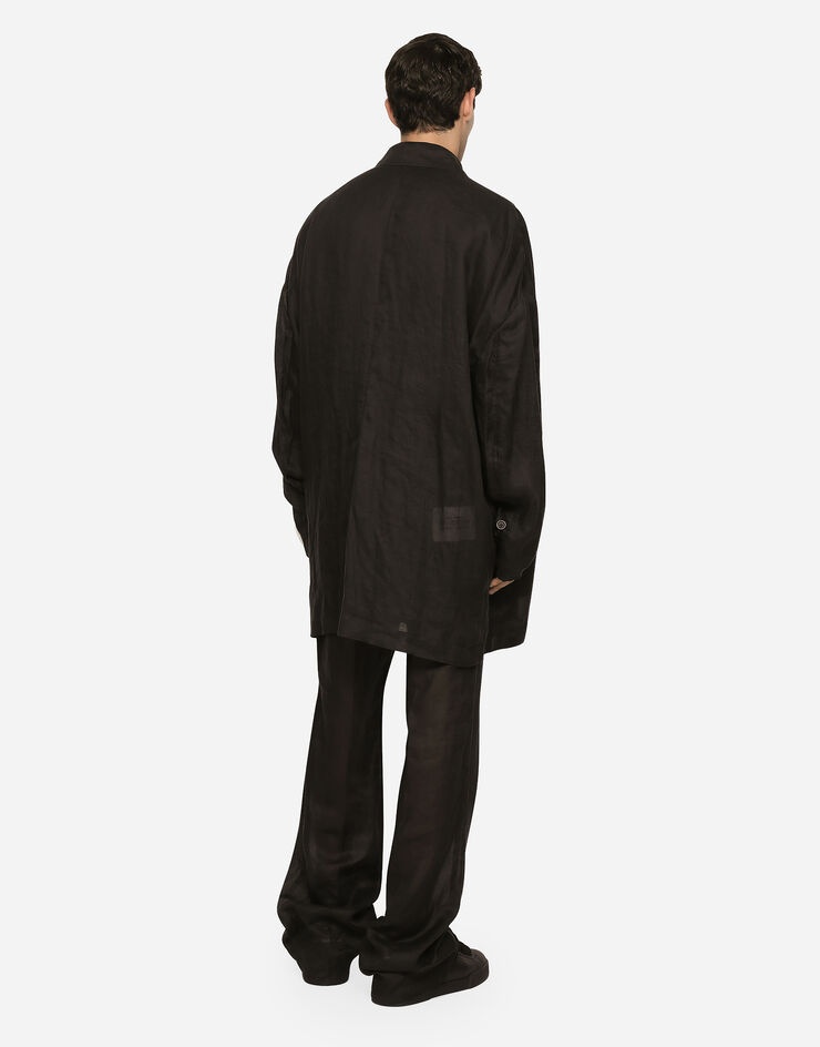 Oversize double-breasted linen jacket - 3