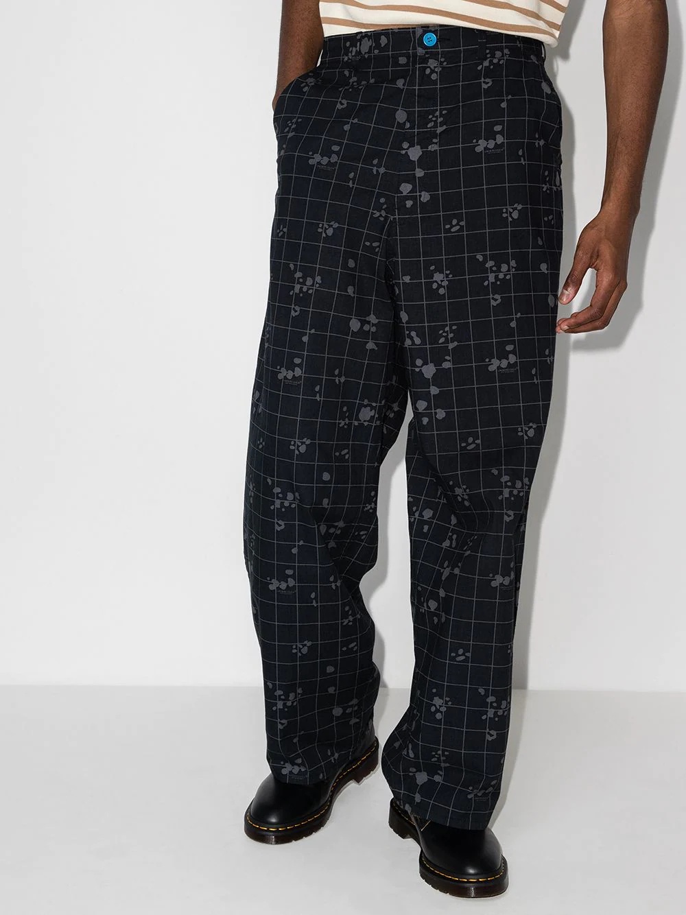 check-pattern loose-fit trousers - 2