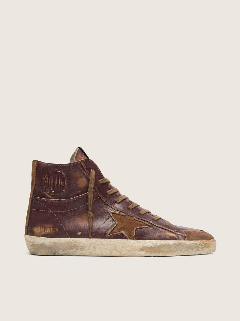 Men’s Francy LTD in dark brown leather with beige star 1
