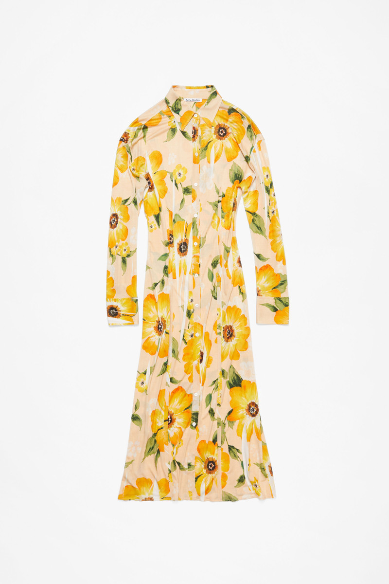 Button-up printed dress - Orange Multi - 1