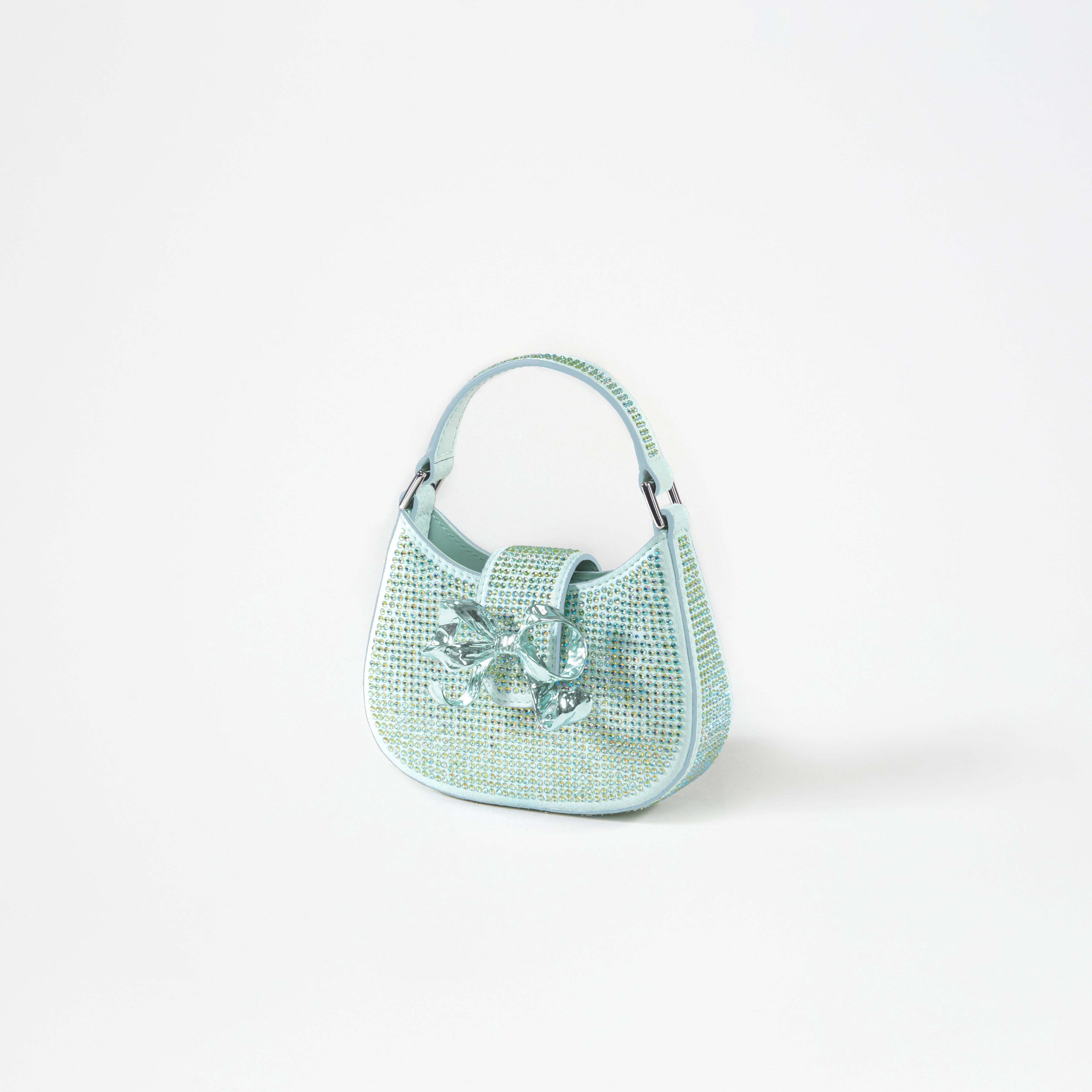 Green Rhinestone Crescent Bow Micro Bag - 3
