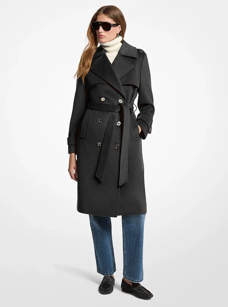 Belted Wool Blend Coat - 1