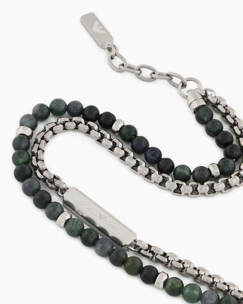 EMPORIO ARMANI GRASS AGATE STAINLESS STEEL ID BRACELET 3