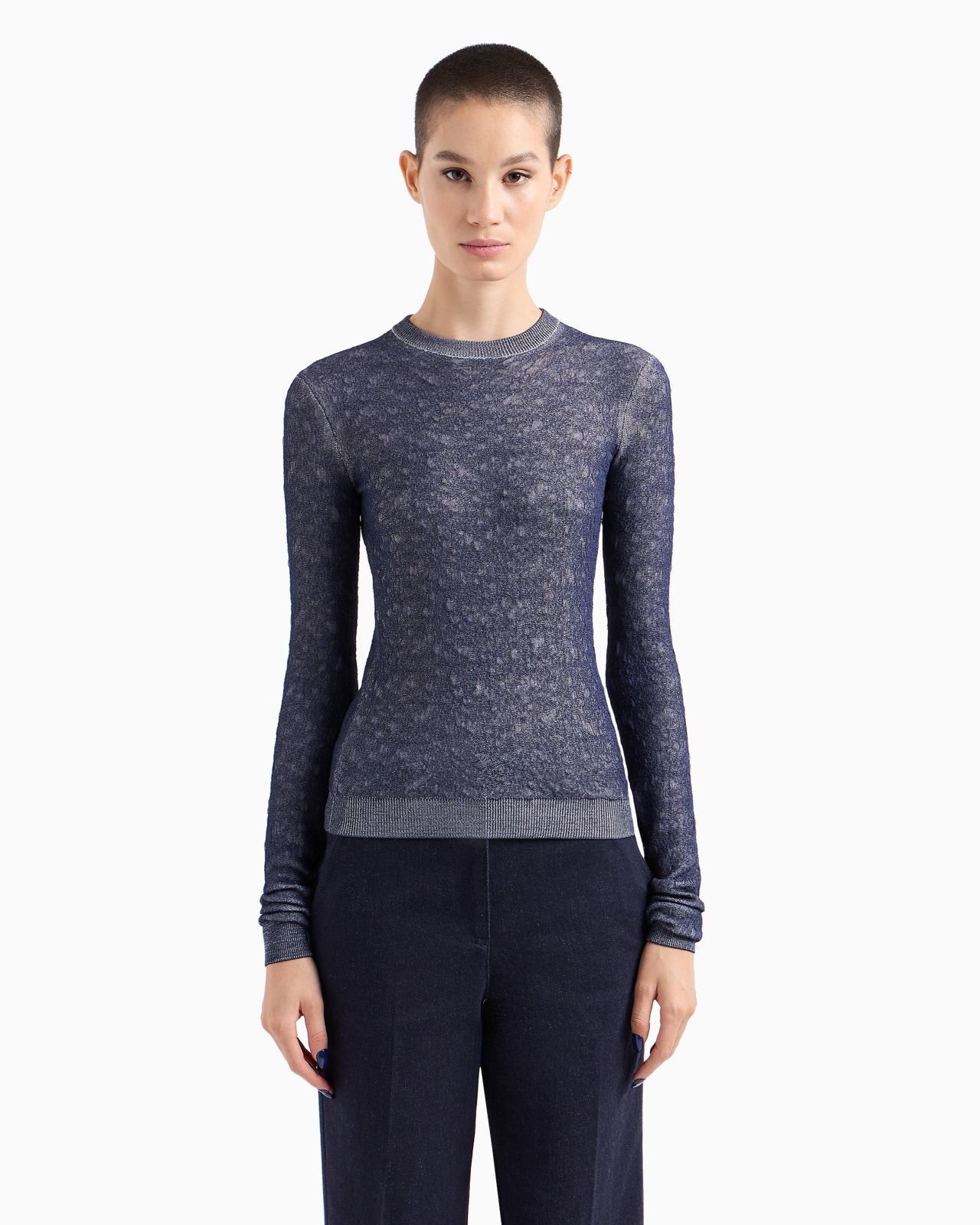 Denim Collection crew-neck jumper in viscose-blend waffle - 2
