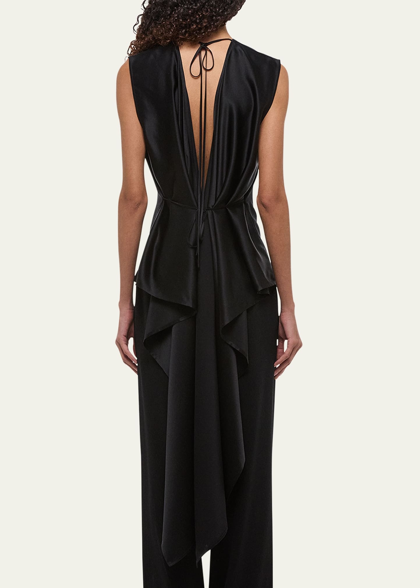Sleeveless Draped Silk Scarf Top - 3