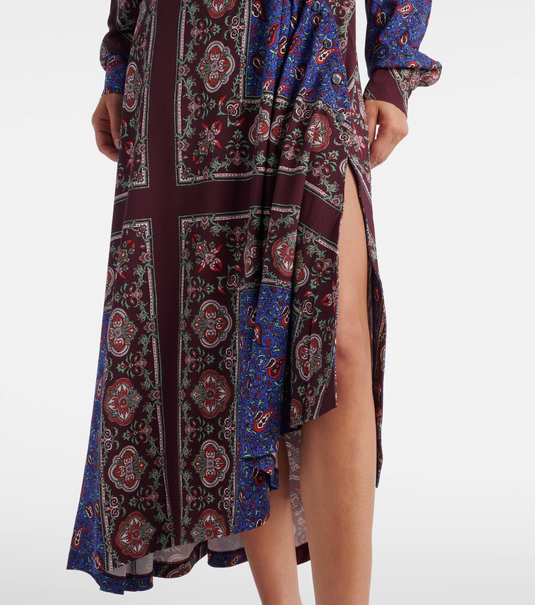 Asymmetric paisley printed midi dress - 6