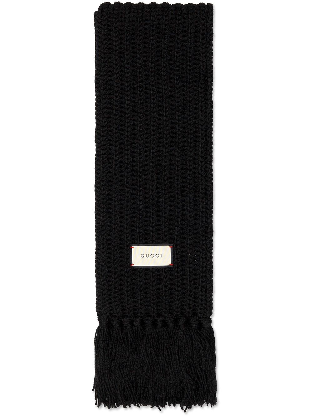 logo patch knitted wool scarf - 1