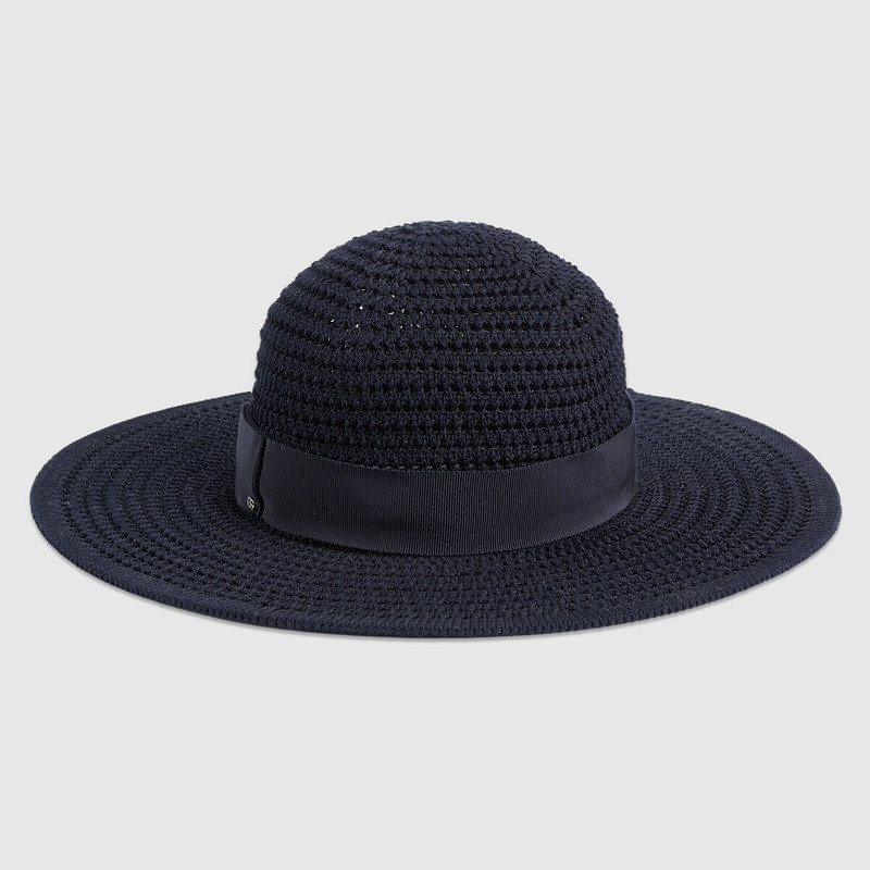 Crochet cotton wide-brimmed hat 1