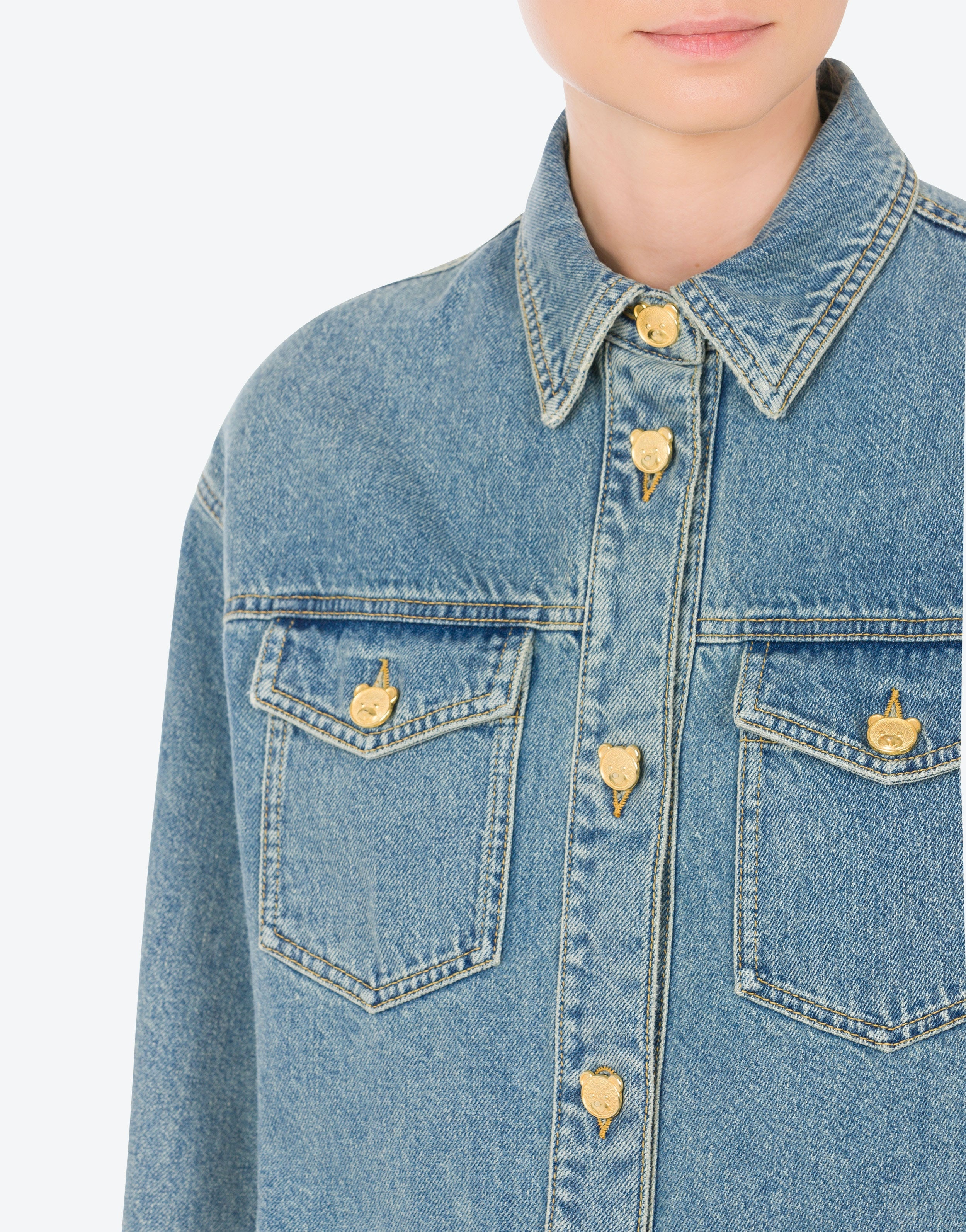 TEDDY BUTTONS BLUE DENIM SHIRT - 4