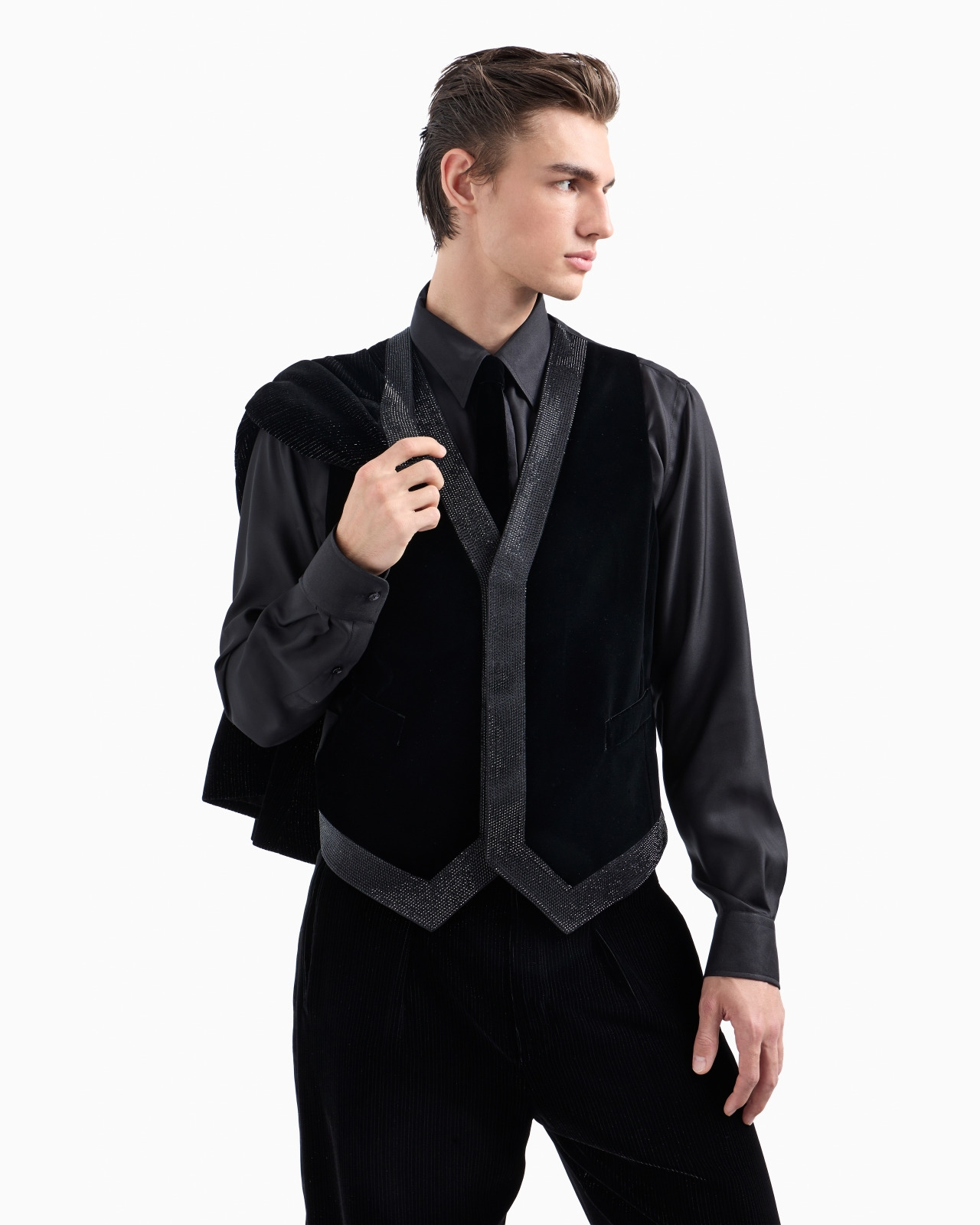 Giorgio’s single-breasted, tuxedo jacket in shiny pinstriped velvet - 6