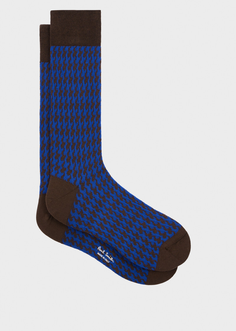 Blue Houndstooth Socks 1