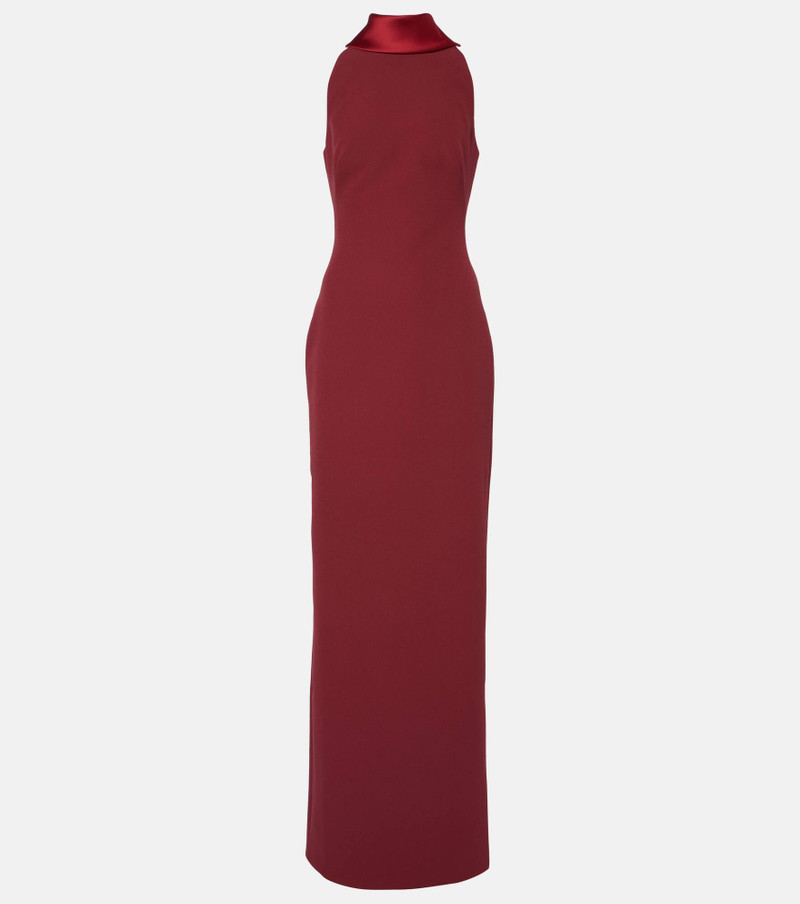 Holliana satin-trimmed crêpe gown - 1