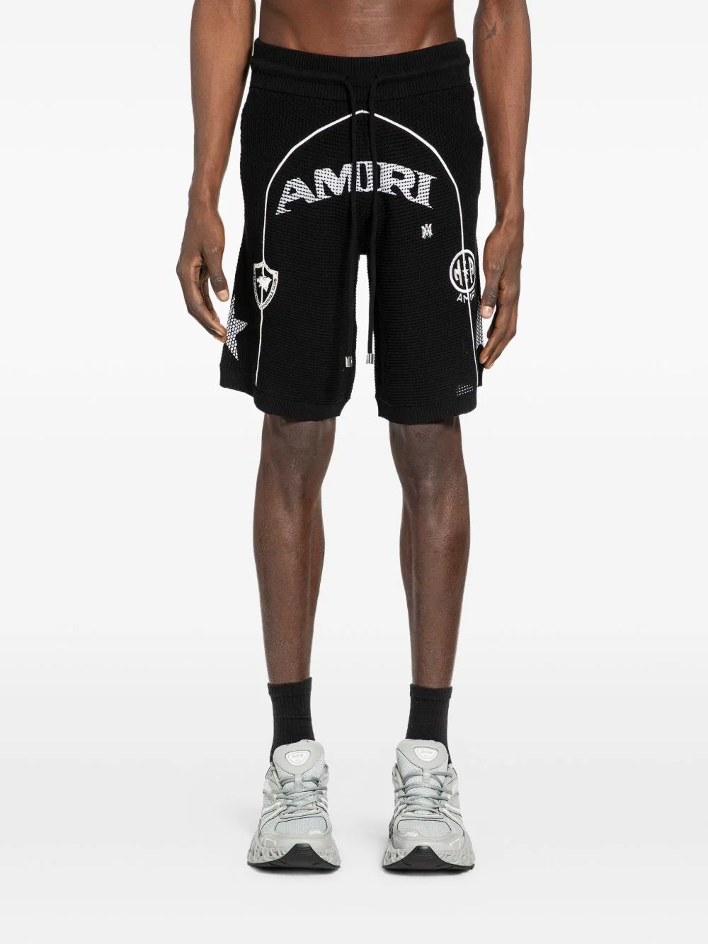 logo-print track shorts - 1