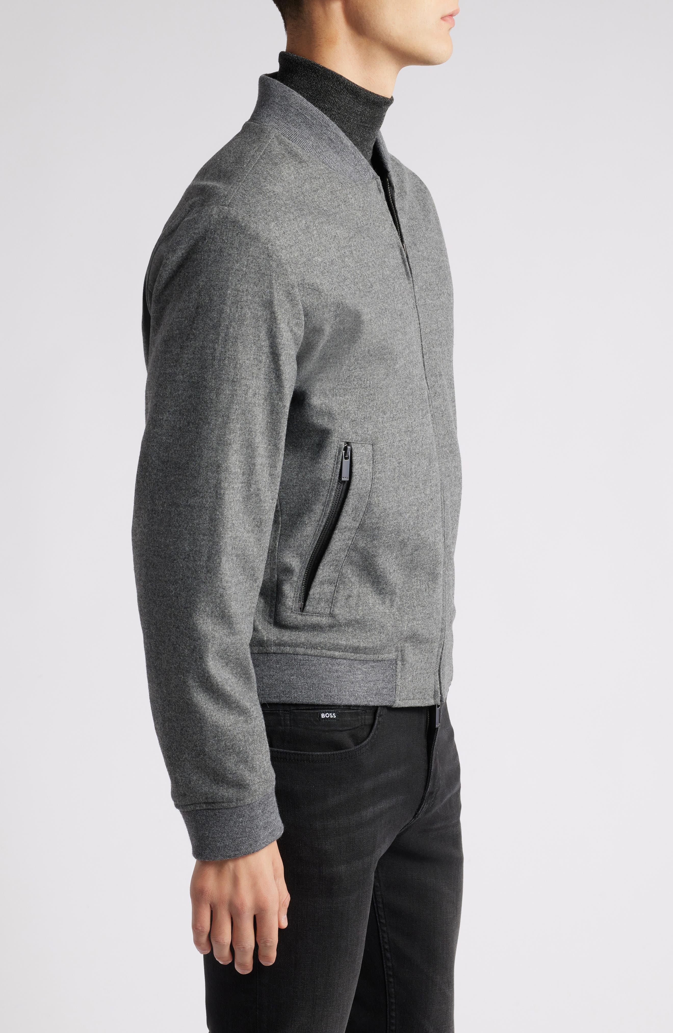 BOSS Hanry Bomber Jacket in Silver at Nordstrom - 3